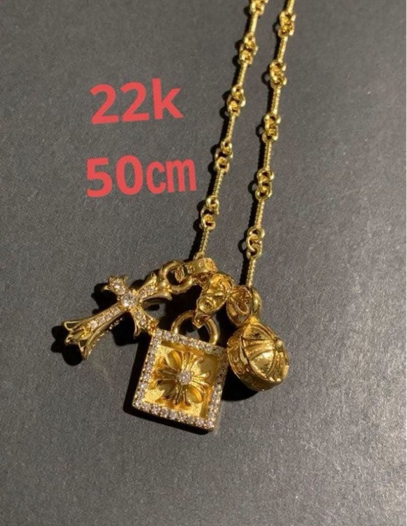 22k ベビーファット　スクエア　クロスボール　ネックレス　3点セット　50㎝ 22k ベビーファット スクエア クロスボール ネックレス 3点セット 50㎝