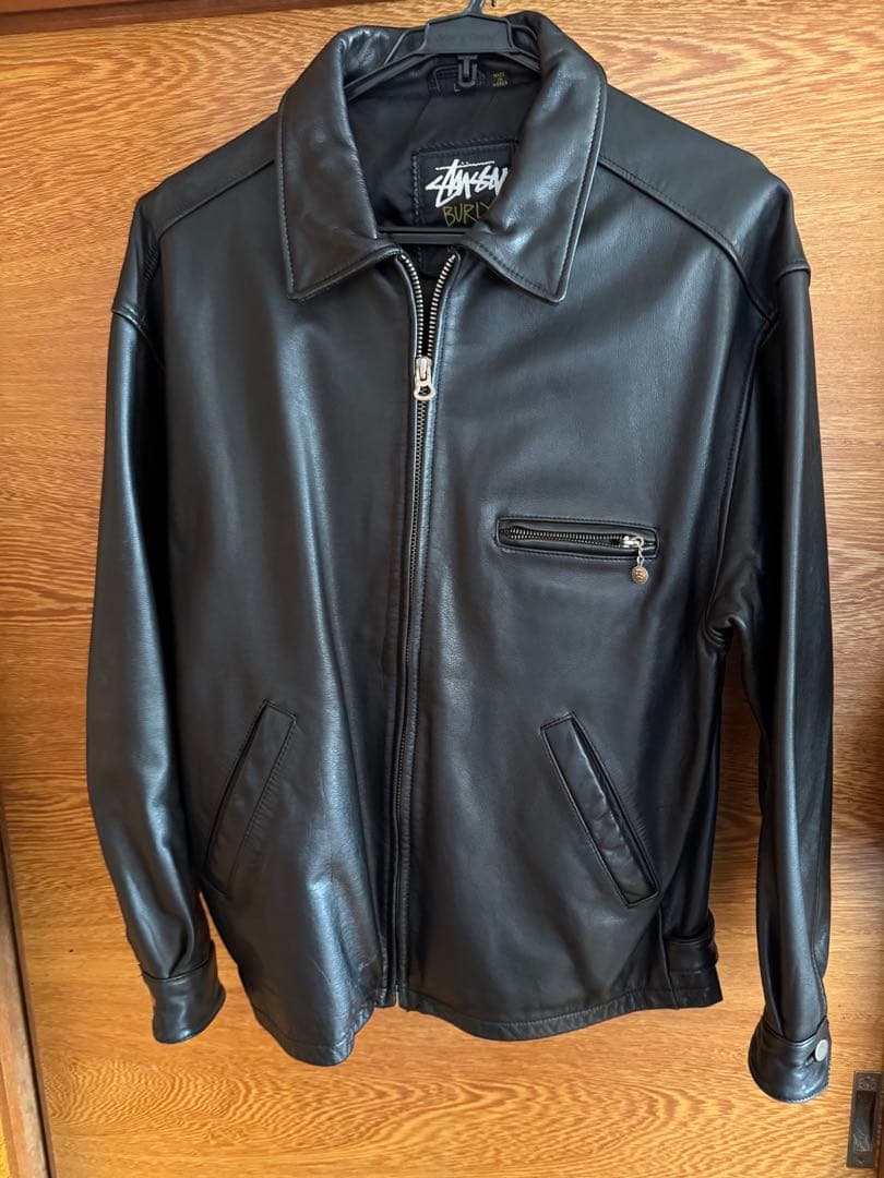 期間限定激レア　オールドステューシーレザージャケット 超レア オールド Stussy レザー パーカー ジャケット 裏地 モノグラム