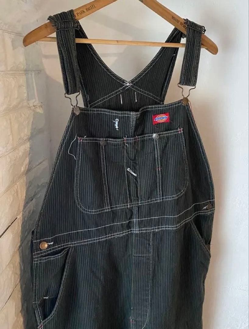 激レア 80s ディッキーズ オーバーオール ブラウン ヒッコリー ストライプ