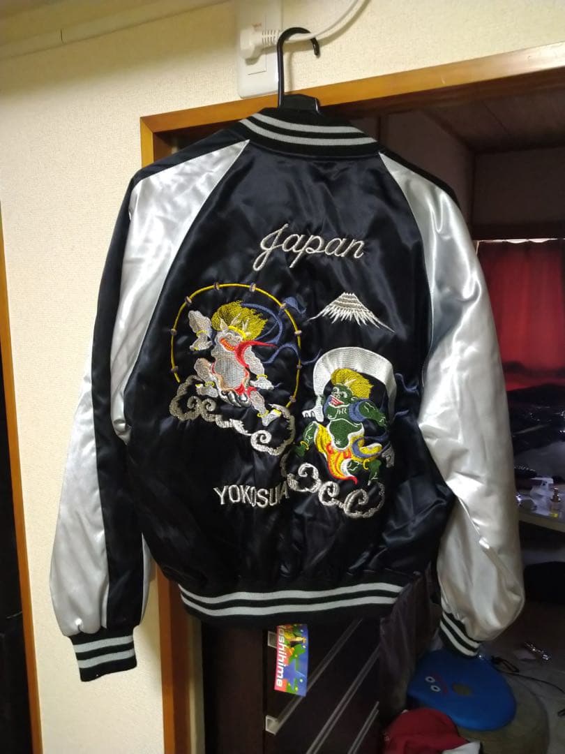 M*様 風神雷神　刺繍スカジャン フリーサイズ