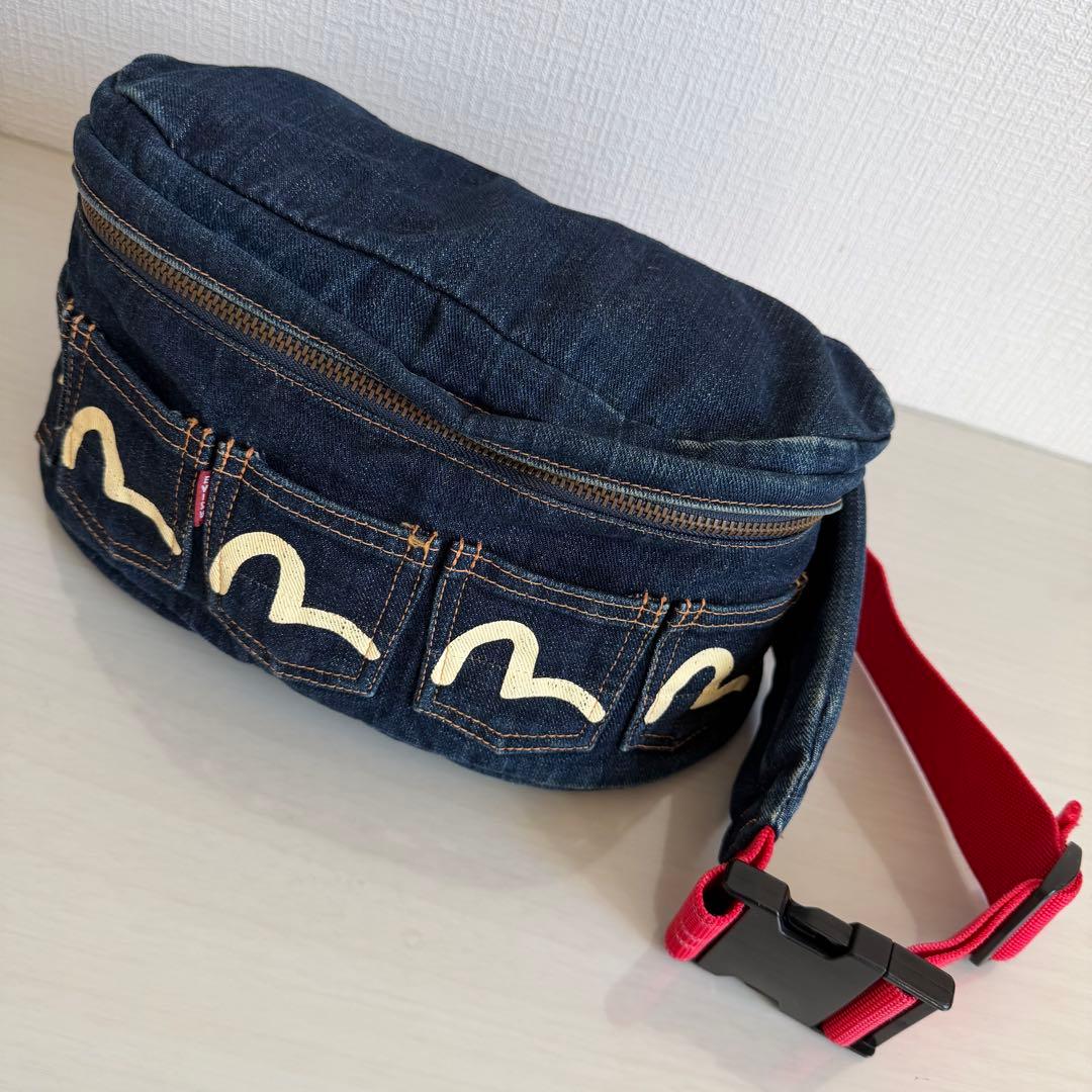 エヴィス　ウエストポーチ　ボディバッグ　デニム　インディゴ　5連カモメ