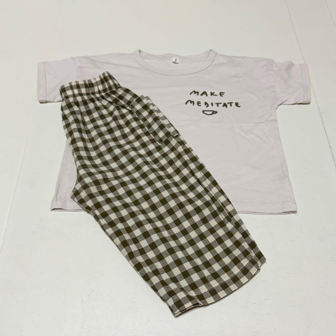 【 organic zoo 】 ギンガムチェックパンツT-shirt 2-3y organic zoo Pottery Blue Gingham ボクシーTシャツ｜ギンガムチェック