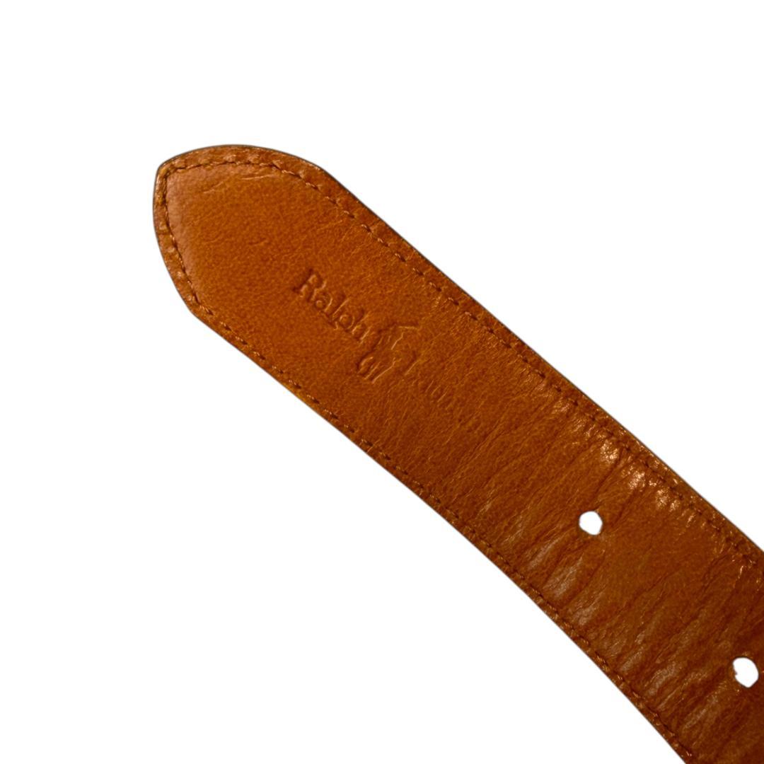 美品 RALPH LAUREN 3283 ベルト レザー クロコ ブラウン 本革 - メルカリ