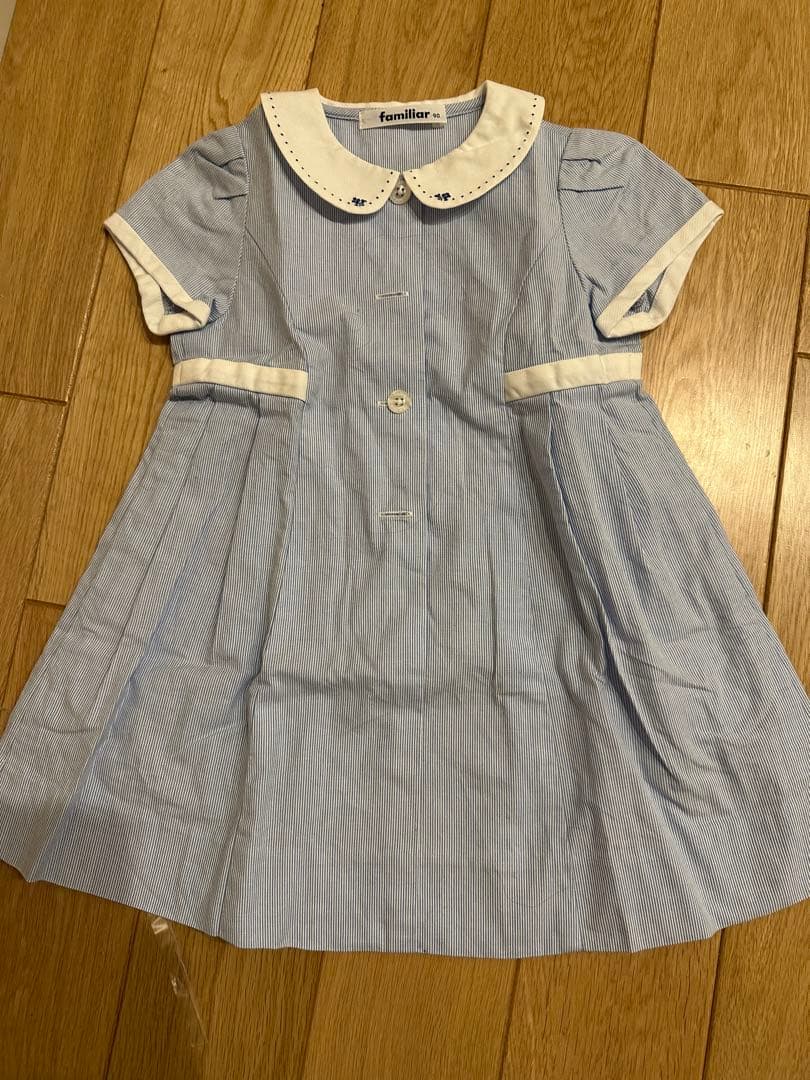 familiar 水色 襟付きワンピース 90 - メルカリ