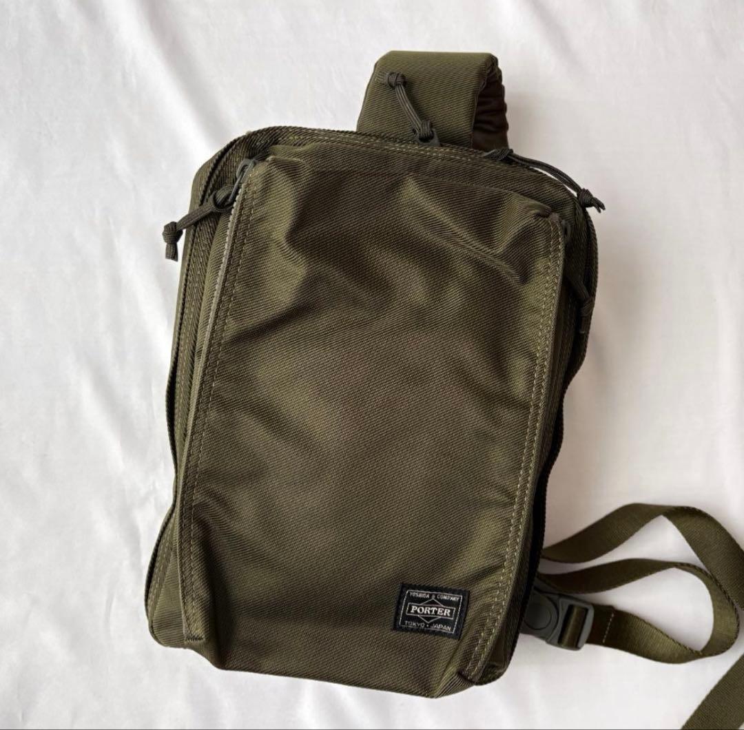 美品 PORTERユニット ボディバッグ ショルダー カーキ 784-05468