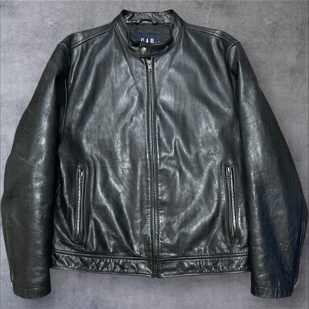 レア 00s オールドギャップ GAP レザー ジャケット ライダース 短丈