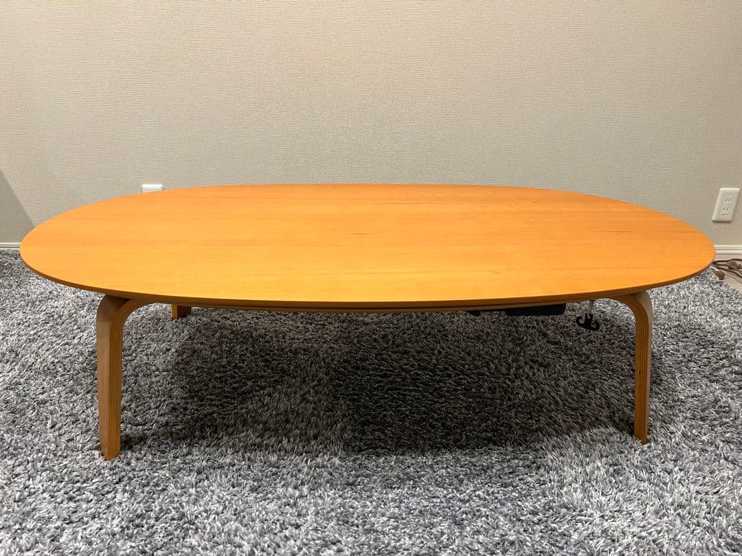 無印良品　テーブル　楕円形こたつ本体　タモ材曲木脚