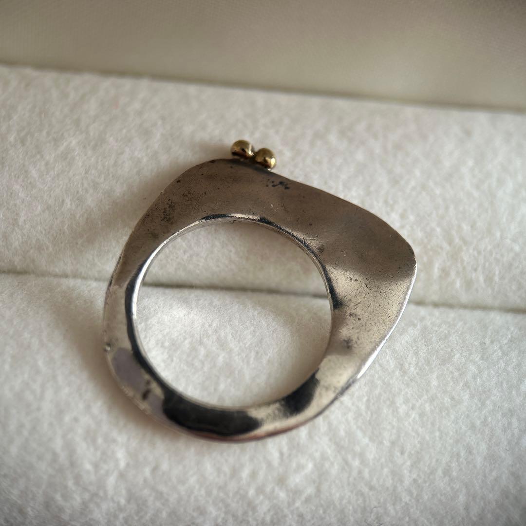 H.P.FRANCE ロザマリアシルバー925ゴールドボール 変形 指輪⑥