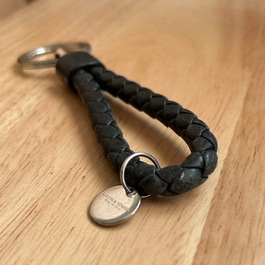 BOTTEGA VENETA キーリング 黒レザー編み込みキーホルダー - メルカリ