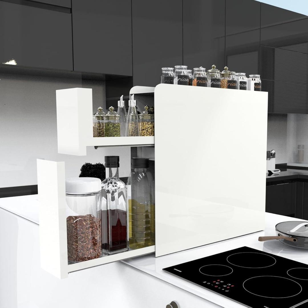 隠せる調味料ラック 2段 調味料収納 引き出し式 コンロ横 キッチンラック