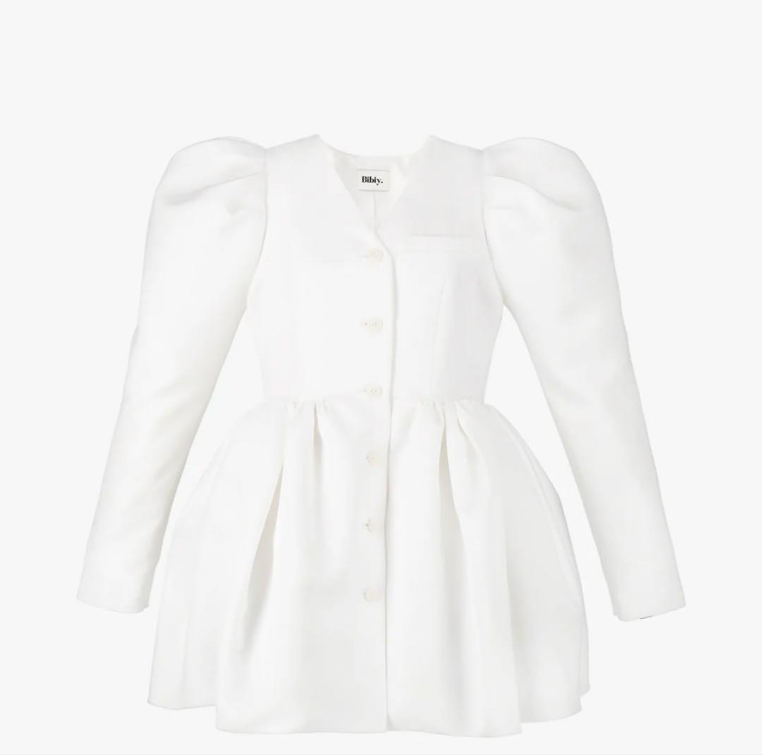 値下げ❗️（Bibiy.）ホワイト パフスリーブ ミニシャツドレス