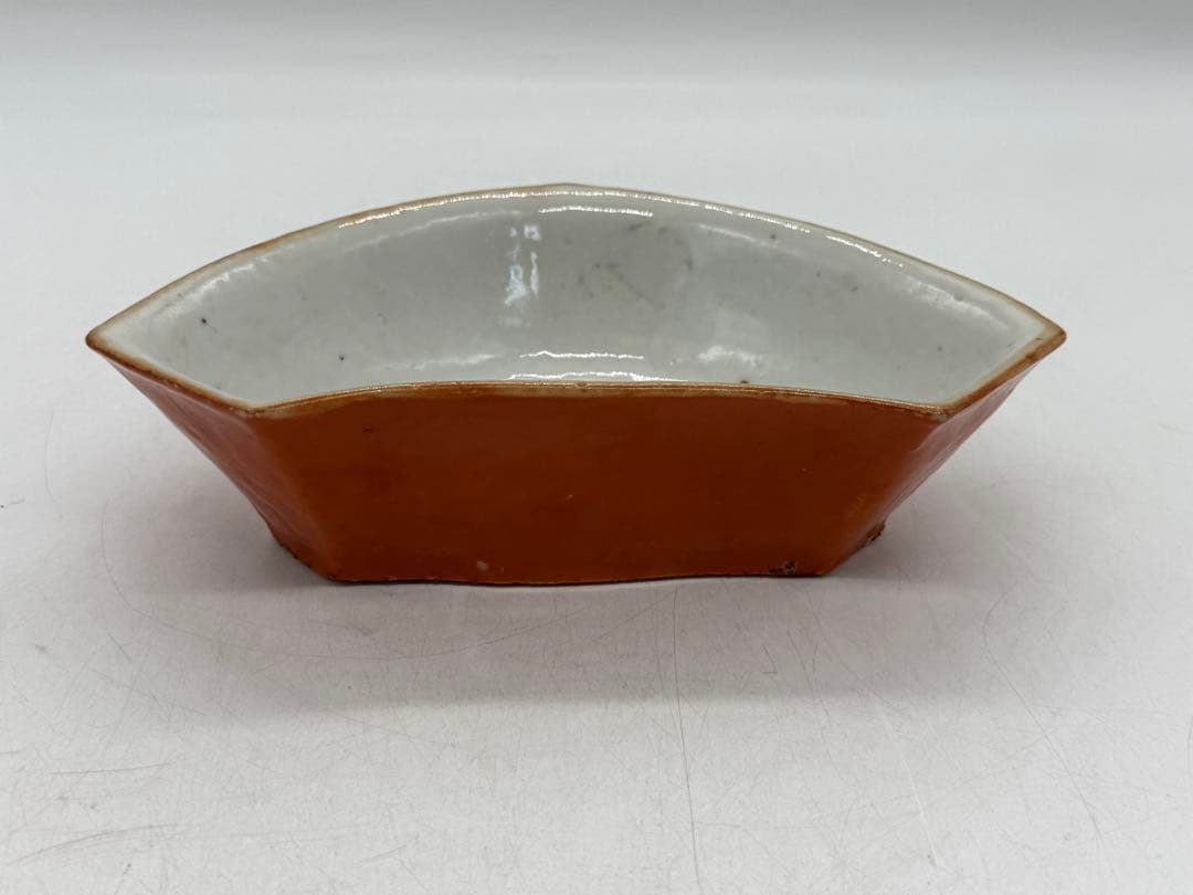 ※中国　清時代　紅釉 多角皿　送料込み250602