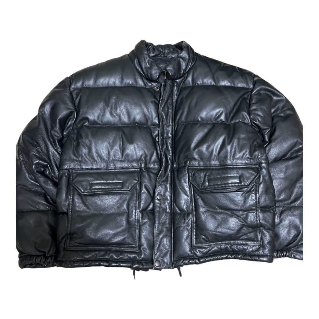 90's 美品　Ost 牛皮レザー　ダウンジャケット　ブラック