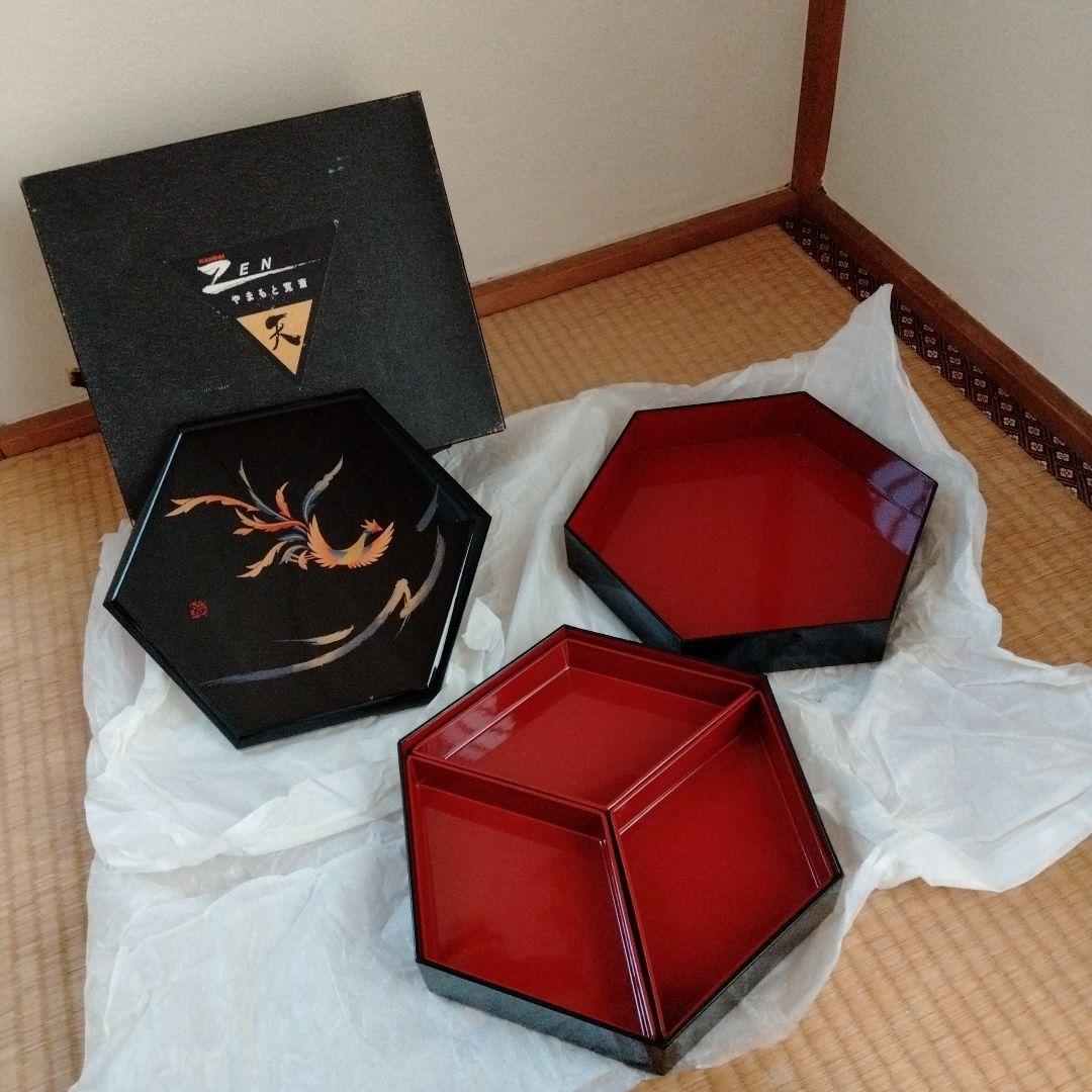 新品未使用品 山本寛斎 ZEN 六角二重箱 おせち 二段箱 天 KANSAI 皿