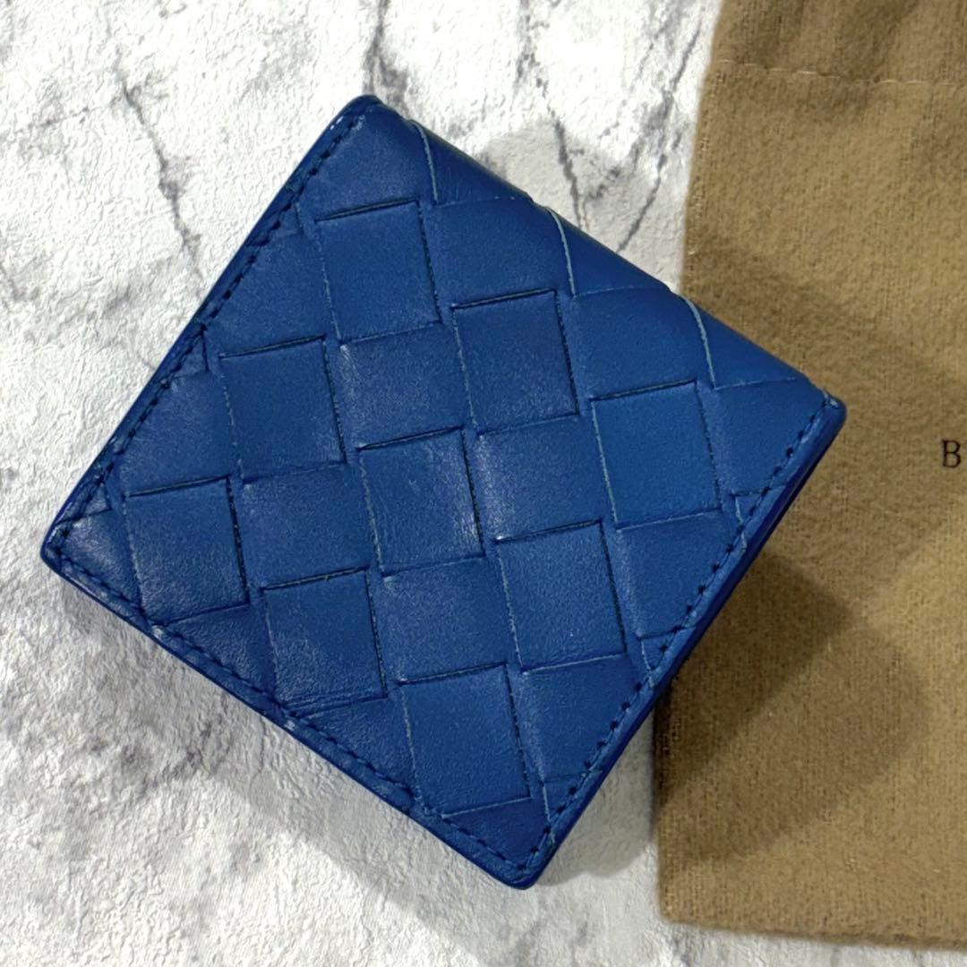 ボッテガヴェネタ ケース マキシ ブルー イントレチャート 小銭入れ