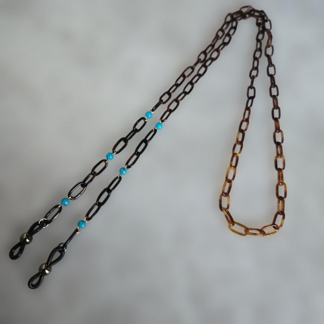 鼈甲　メガネ　チェーン　本鼈甲　⑧　べっ甲　着物　工芸品　大人のメガネチェーン