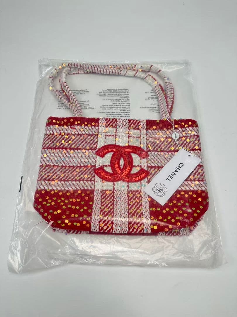 み*ん様 CHANELシャネル ココマークツイードスパンコール トートバッグ レ