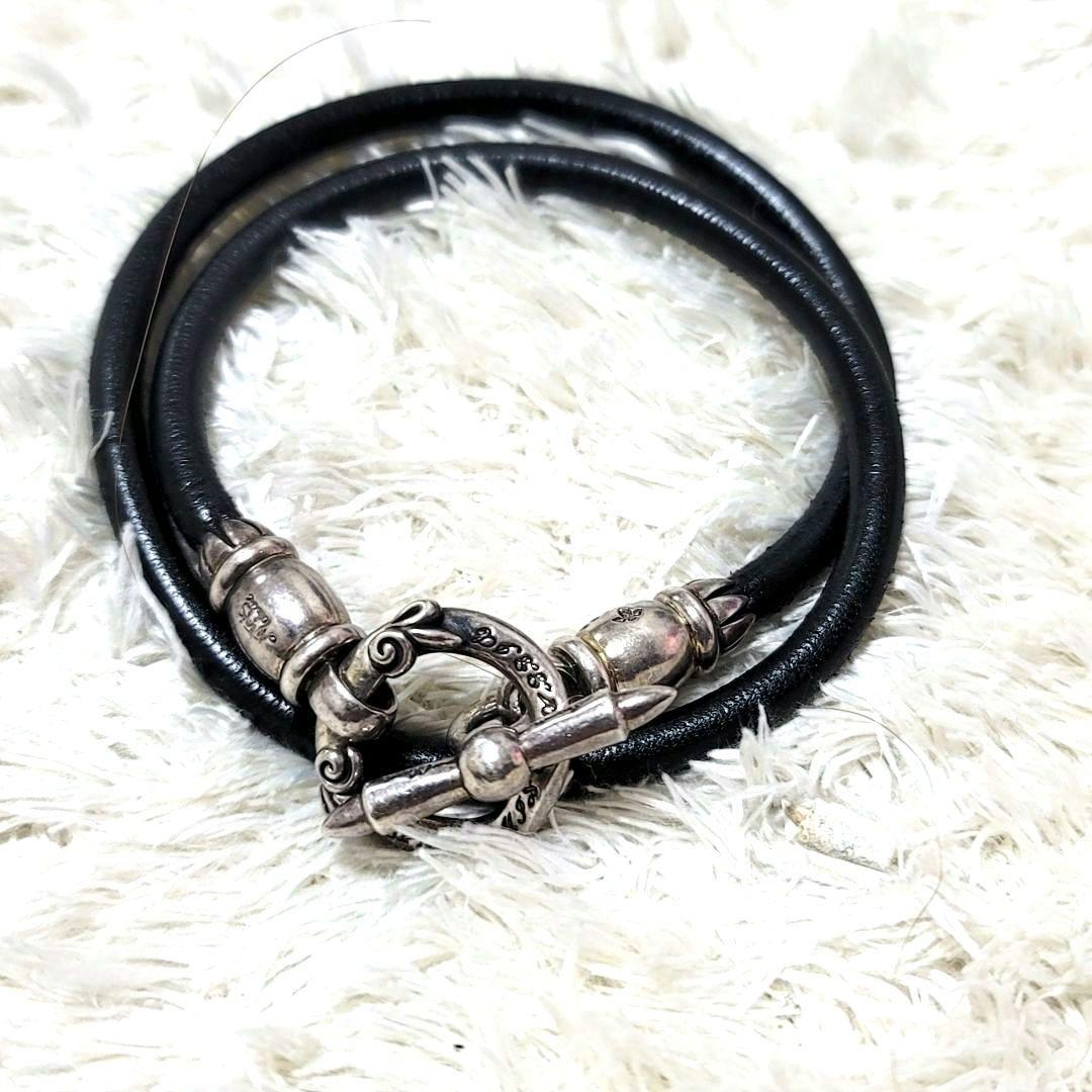 美品 アルテミスクラシック 2連 ブレスレット チョーカー レザー SV925