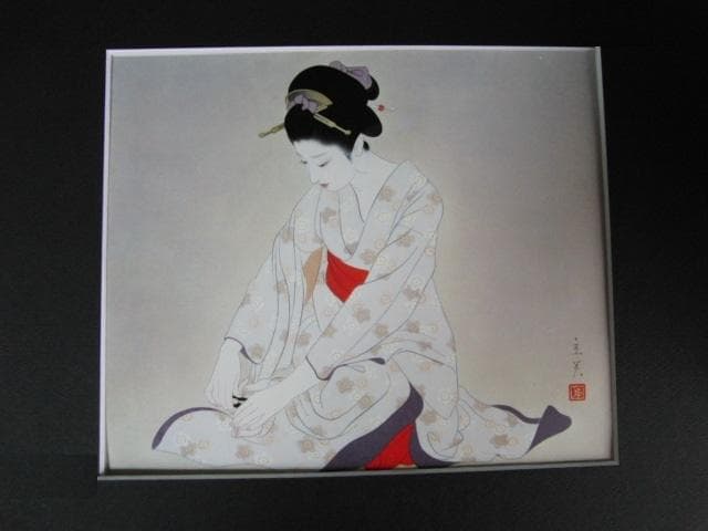 志村立美、【つめ】、希少な大判額装用画集より、美品、新品額装付