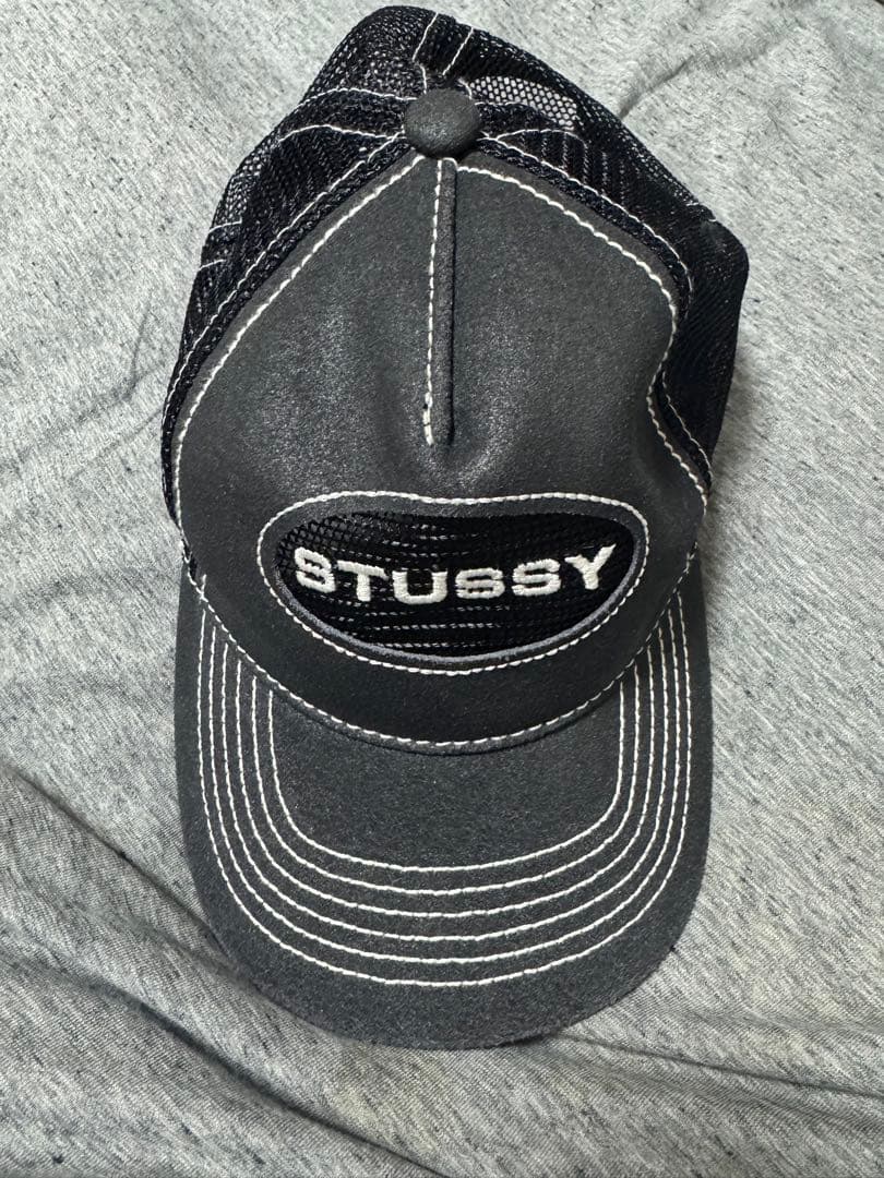 STUSSY ブラック メッシュキャップ
