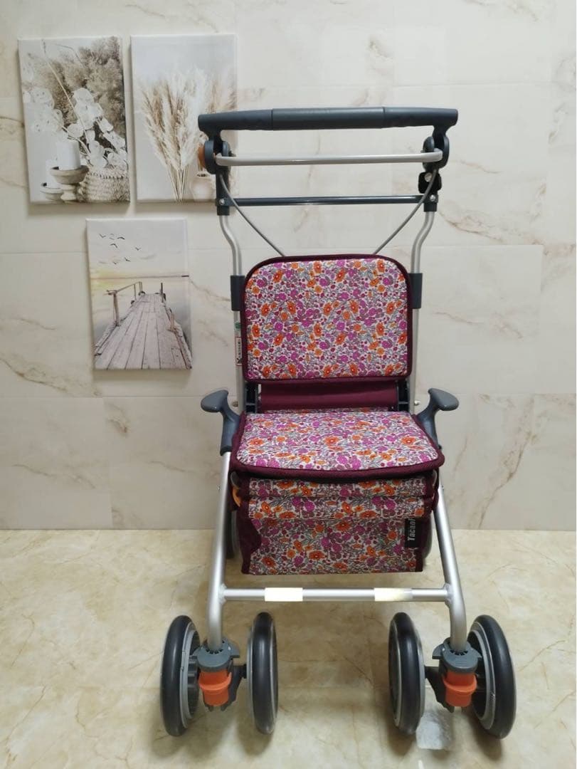 カゴノア　ピンクフラワー柄　幸和製作所　シルバーカー