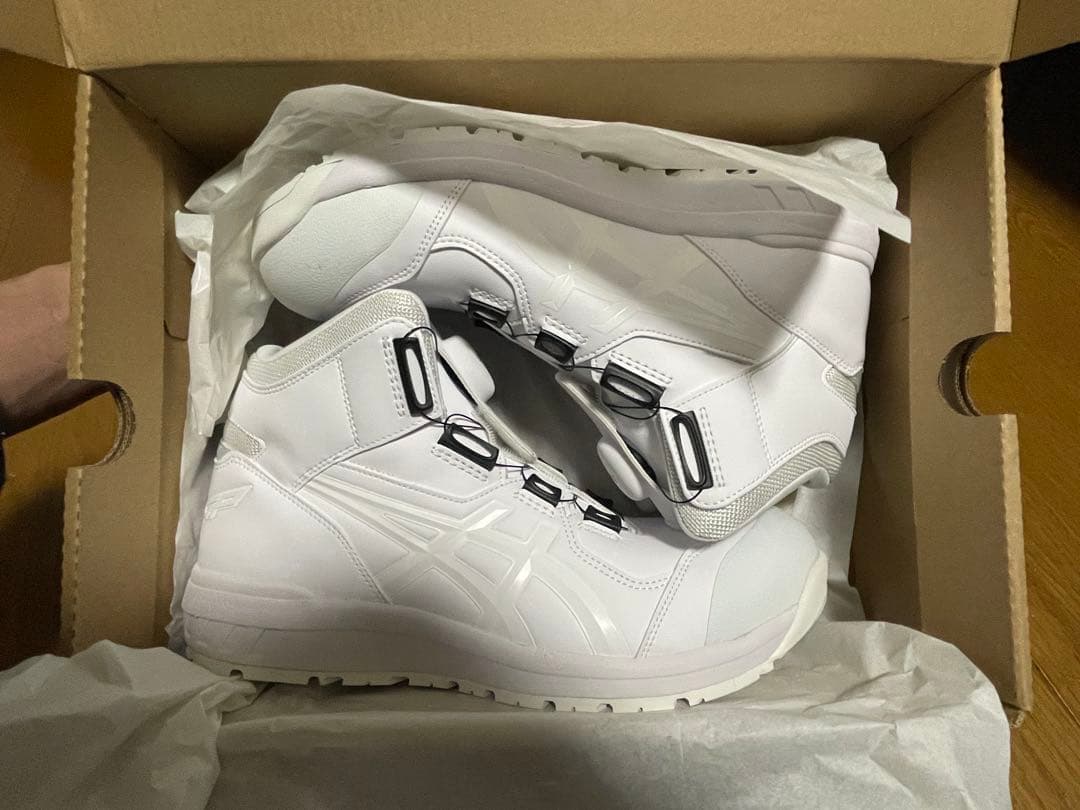 asics オールホワイト BOAシステム ハイカット安全靴