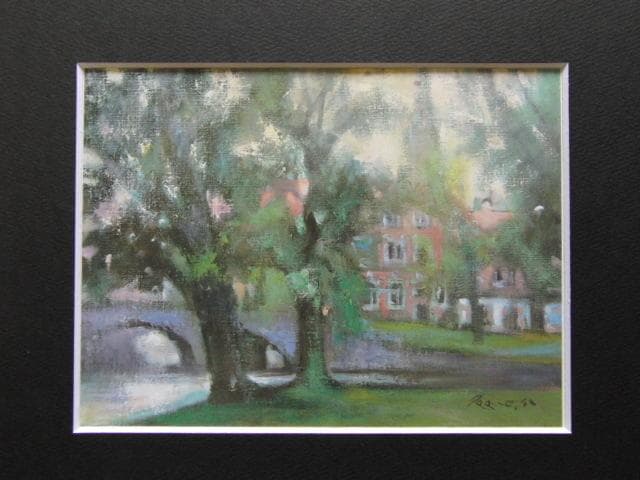 三宅輝夫、ブルージュ風景、希少画集画、新品高級額・額装付、状態良好