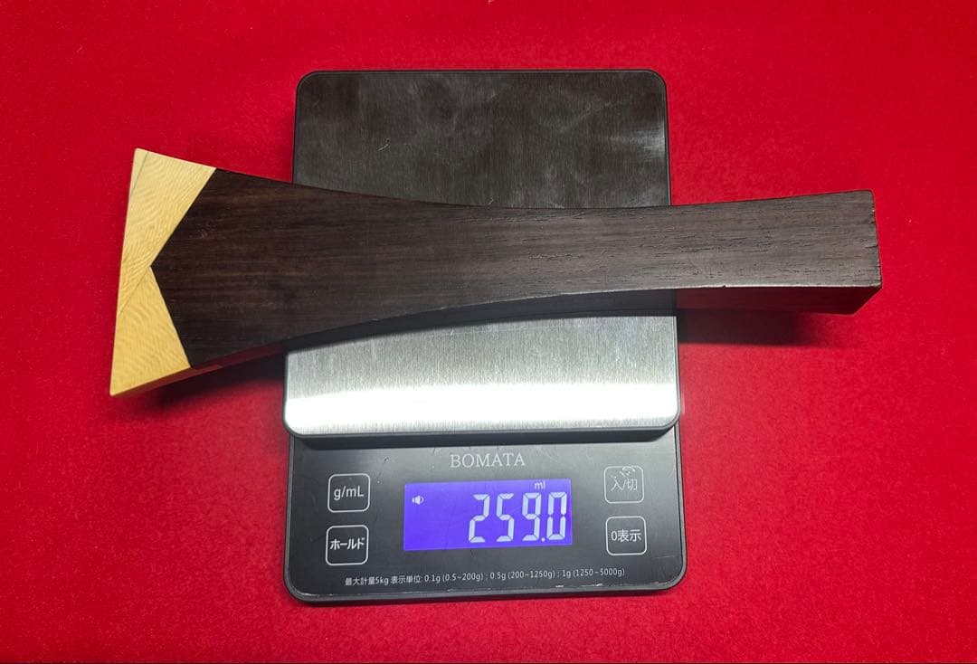 義太夫三線撥49 黒檀と天然素材 約24.4cm 259g 開き8.7