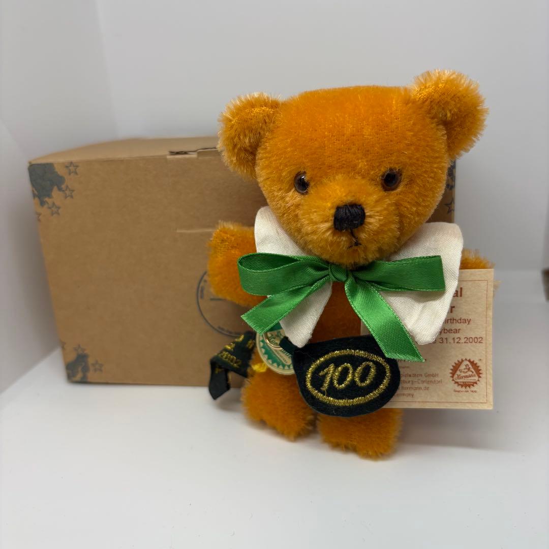 美品 ハーマン テディベア 100周年記念 ピンベア 限定 証明書 箱付き