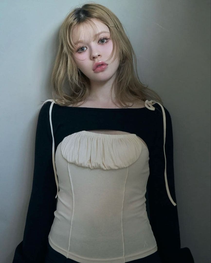 トップス andmary Sophia layered tops color black