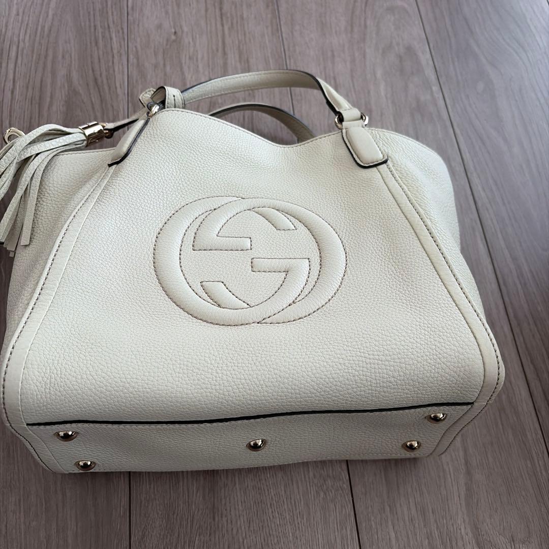 Gucci ホワイトレザーハンドバッグ VINTAGE GUCCI/グッチ】Lady lock ハンドバッグ 24 2way（ハンドバッグ