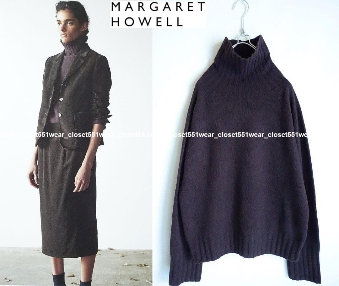 美品マーガレットハウエル☆スコットランド製カシミヤ100％ロールネックニット2茶