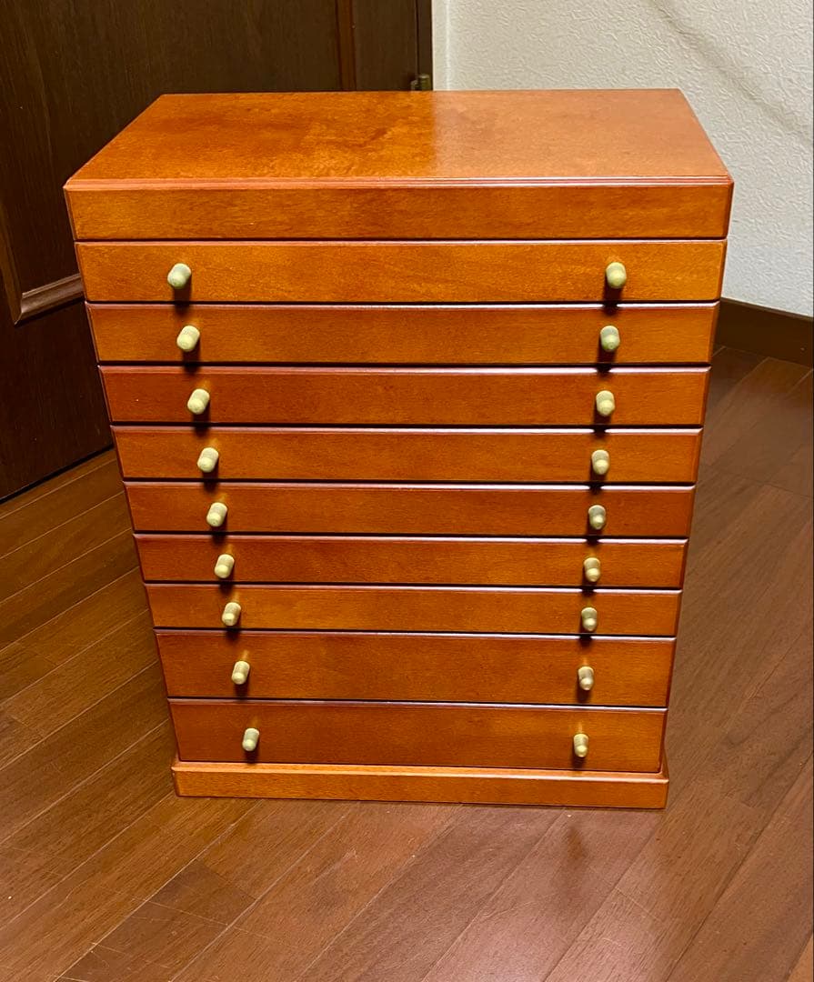 木製ジュエリーボックス 8段引き出し ミラー付き