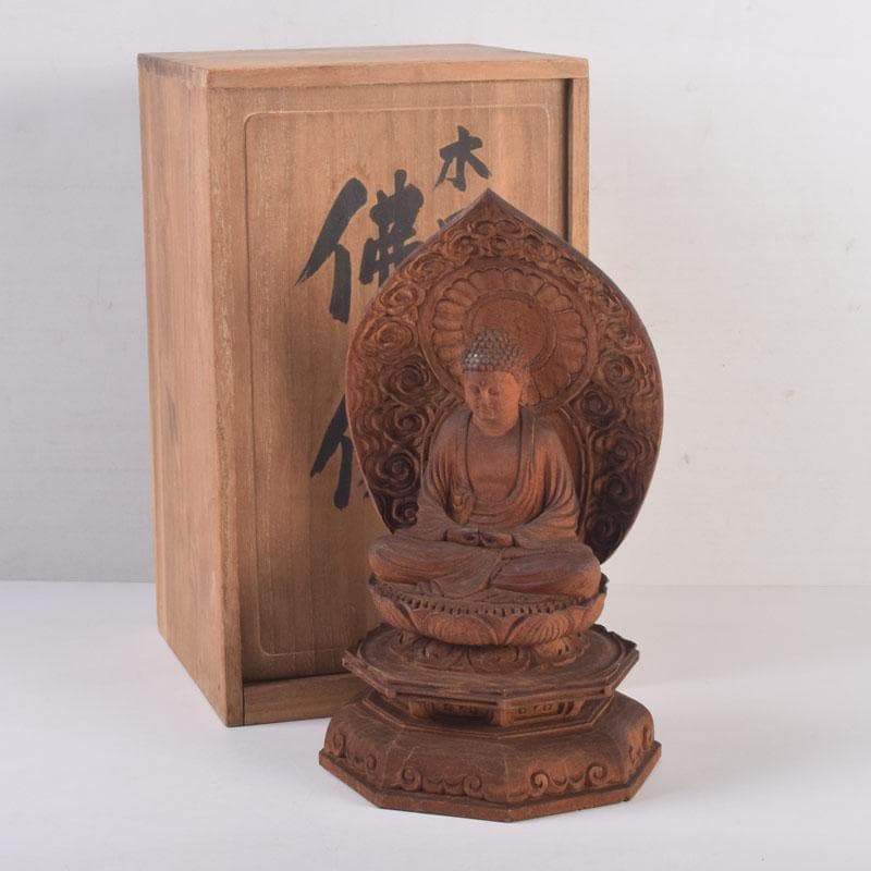 仏教美術　井波彫刻宗家　番匠屋刀　木彫　仏像　共箱　N　8371A