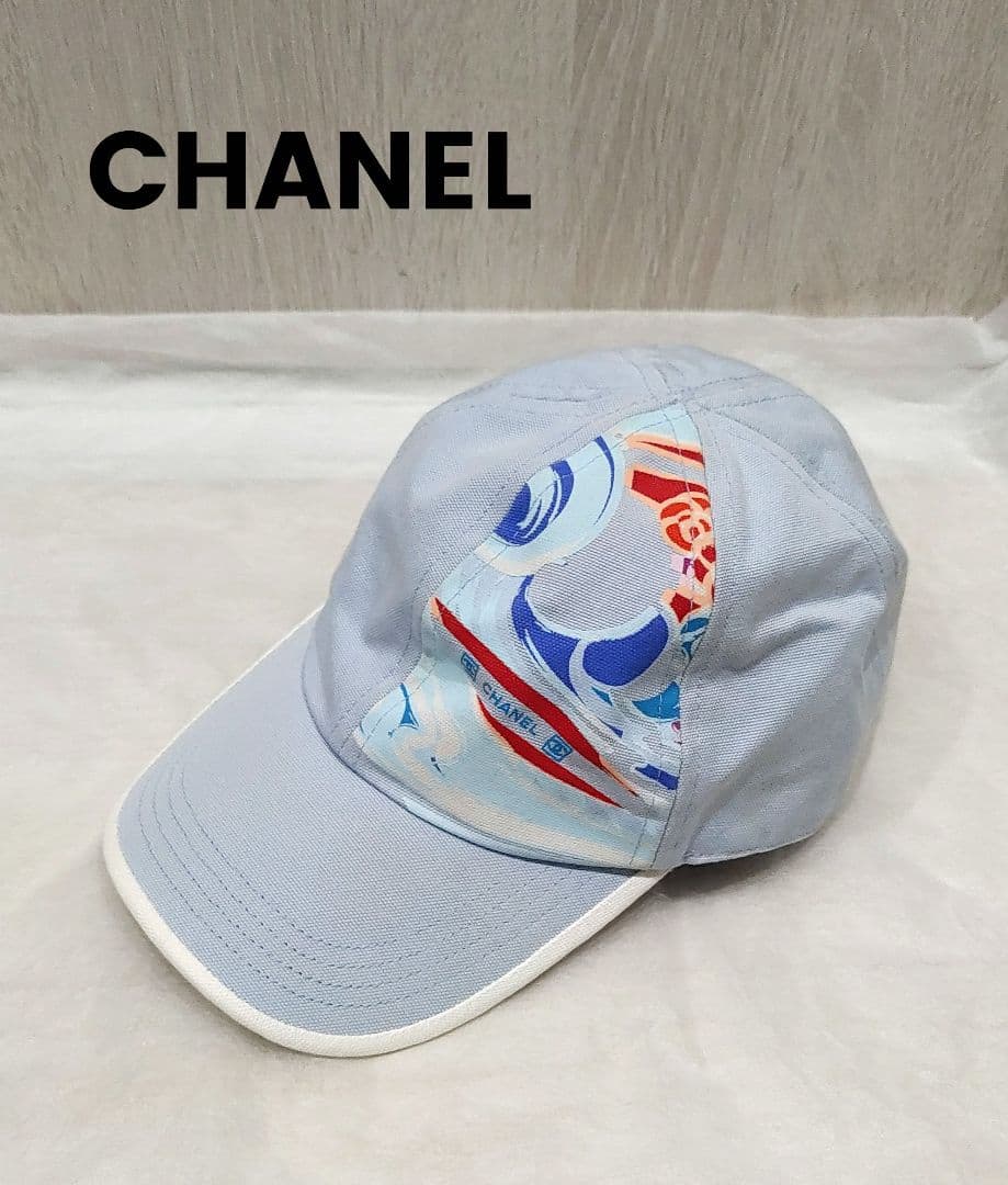 ご*い様 CHANEL ライトブルー グラフィックキャップ