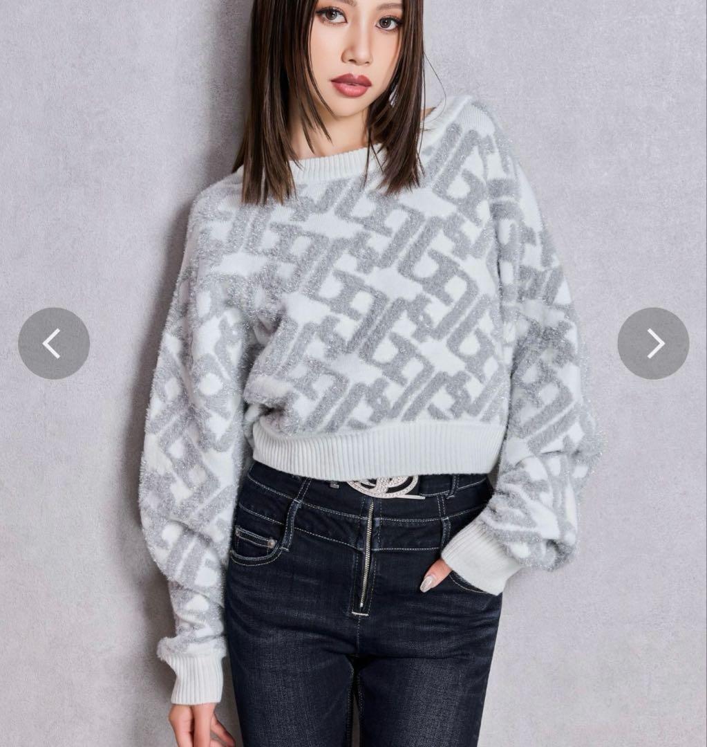 GYDA ジェイダ GGチェーンロゴラメニットトップス GGチェーンロゴラメニットトップス[品番：MKSW0067189]｜GYDA