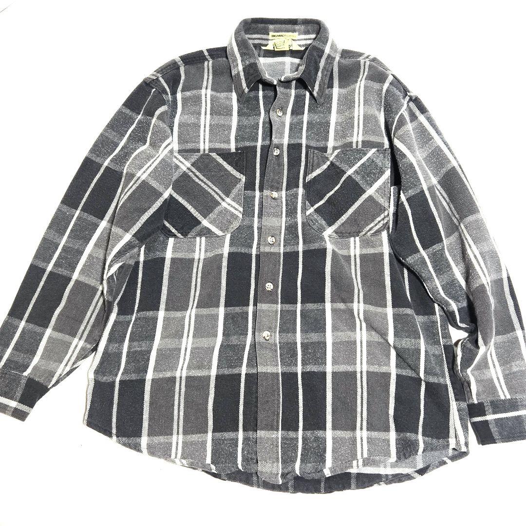 ジョンズベイ　bigmac 灰白黒　ネルシャツ　usa製　人気 古着 80s USA製 St John's Bay BIG MAC 好配色 モノトーン チェック