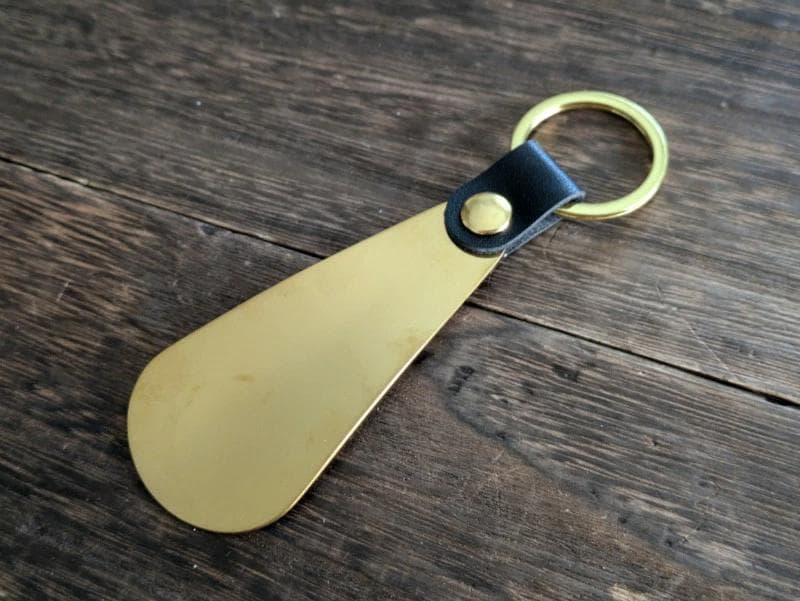 黒　１０本　真鍮　靴べら　くつべら　本革　キーリング