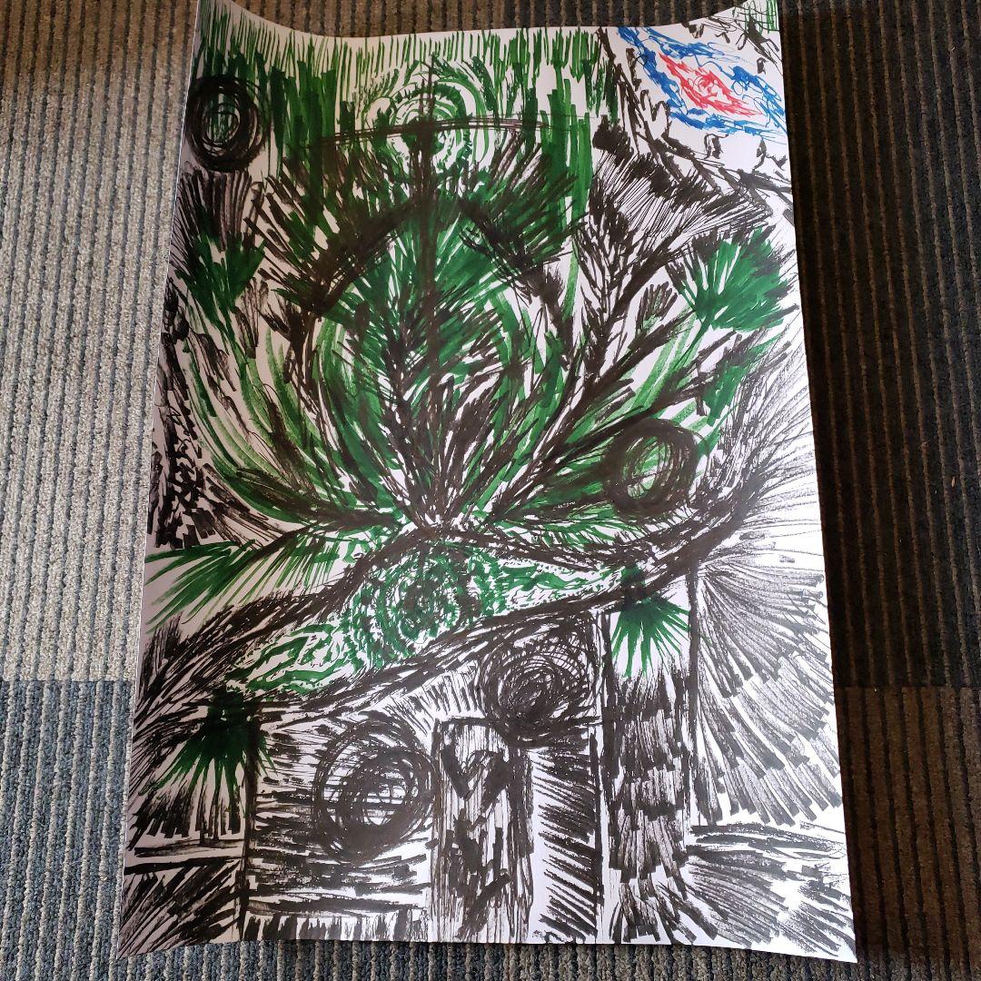 タイトル「先輩は臭う」抽象画 　手書き