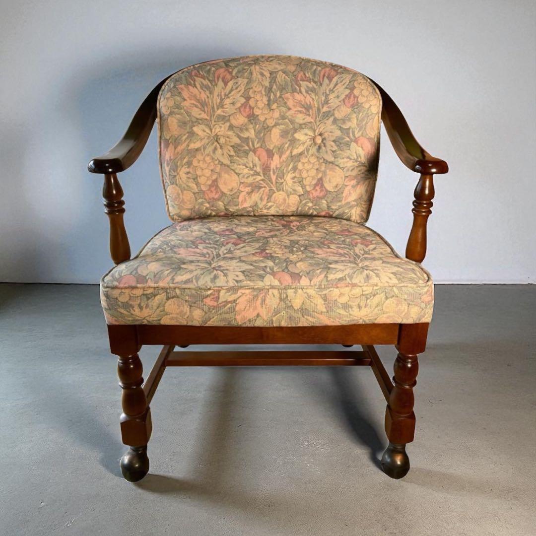 ✨オールドカリモク ダイニングチェア コロニアル キャスター付き　④