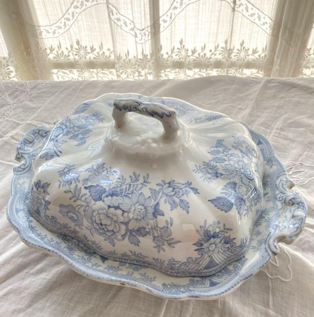 【美品】アンティーク　チュリーン ブルー＆ホワイト アジアティックフェザンツ