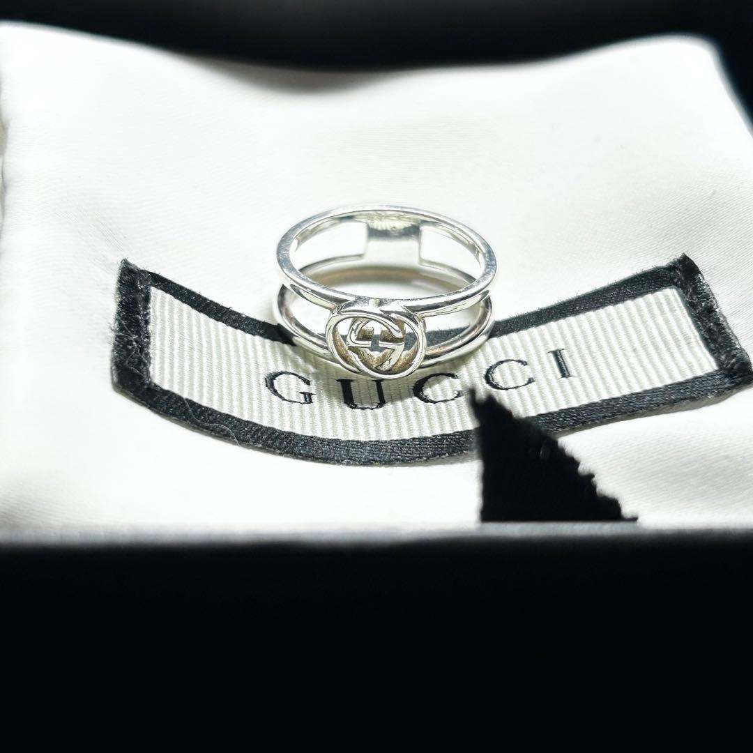 GUCCI グッチ　オープンバンド　リング　指輪　9号　インターロッキング GUCCI（グッチ） インターロッキングG・スリム オープンバンドリング