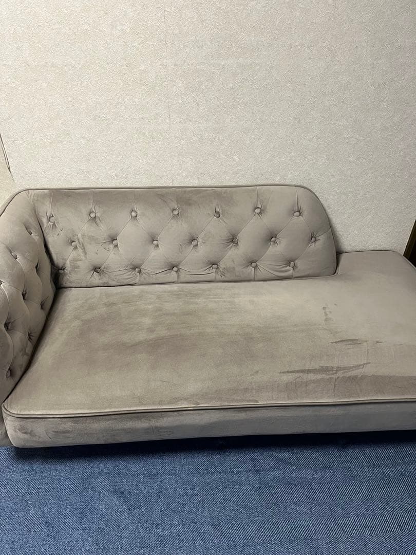 LOWYA ロウヤ カウチソファ グレー 2人掛け ソファ 2人掛けカウチソファ オットマン付きでレイアウト自由(グリーン