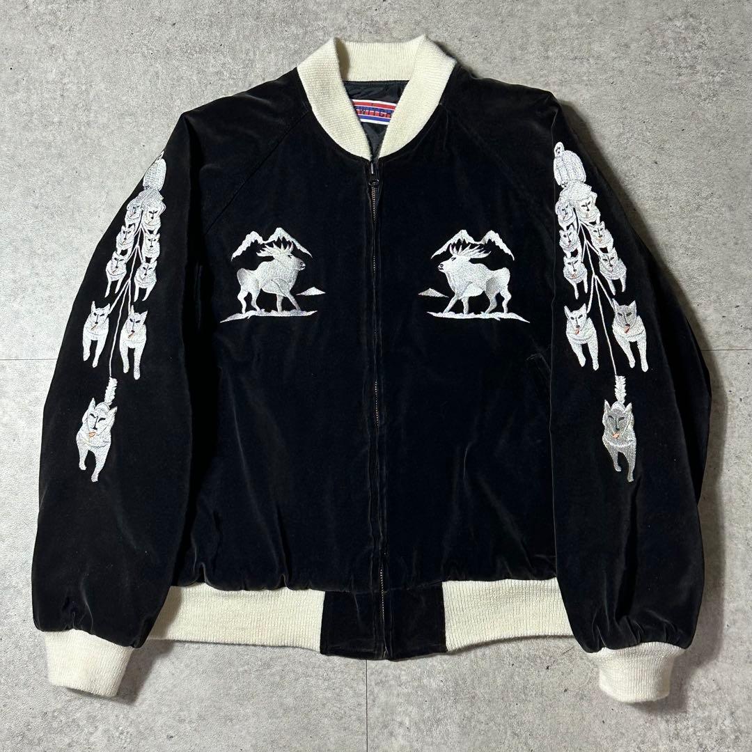 別珍 スカジャン 黒 M アラスカ スーベニアジャケット 犬ぞり SWITCH