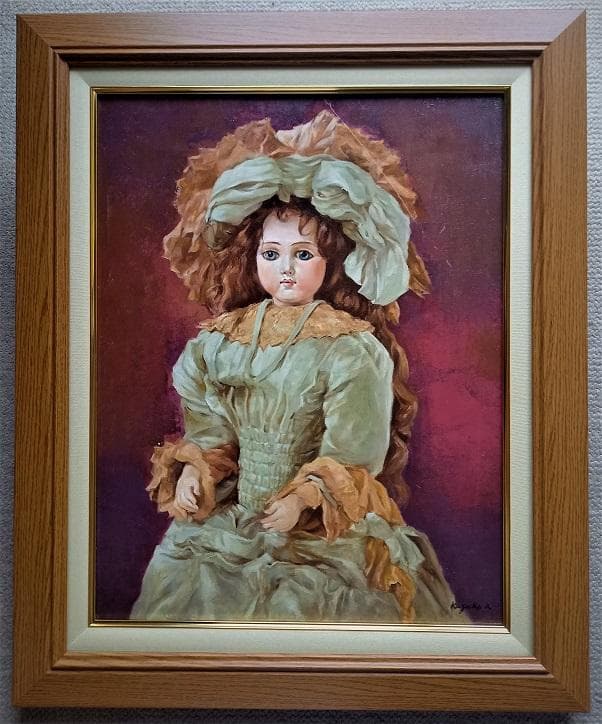 岸本和子　「人形」　大調和会　技巧的に実力がある油彩画　　Ｐ１０号 岸本和子 「人形」 大調和会 技巧的に実力がある油彩画 P10号