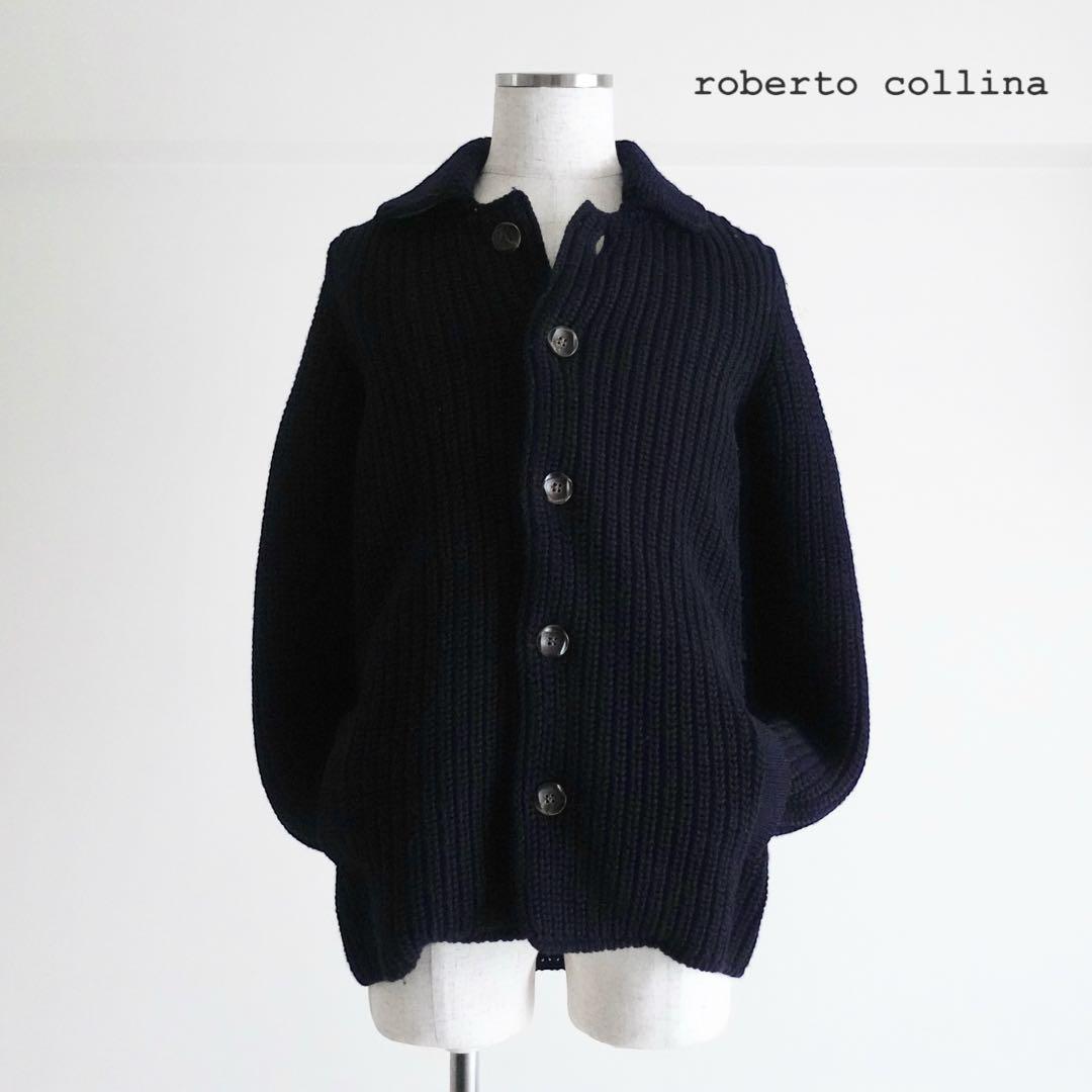 Roberto Collina ローゲージニットジャケット　ネイビー　イタリア製 ROBERTO COLLINA（ロベルトコリーナ） 【FINAL SALE】【返品交換不可