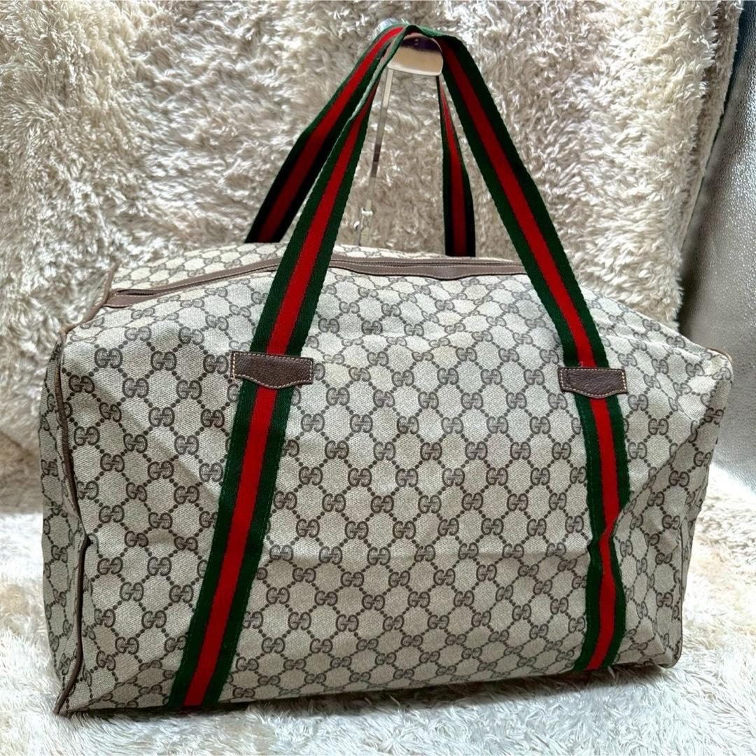 【美品】グッチ ボストンバッグ ベージュ スプリーム GG柄 シェリーライン