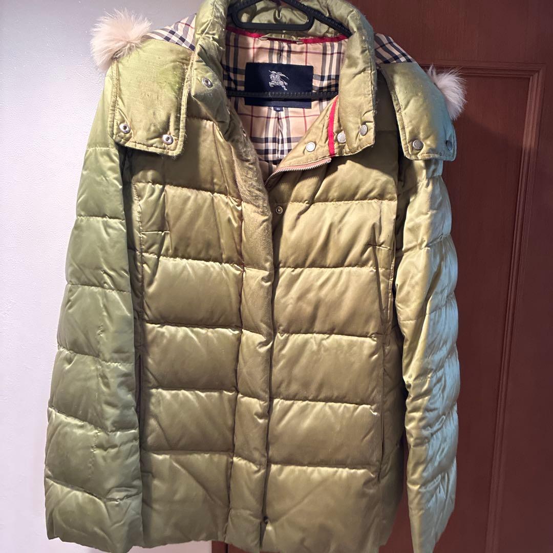 バーバリーロンドン　ダウンコート　46 カーキ　ゴールド　フォックスファー
