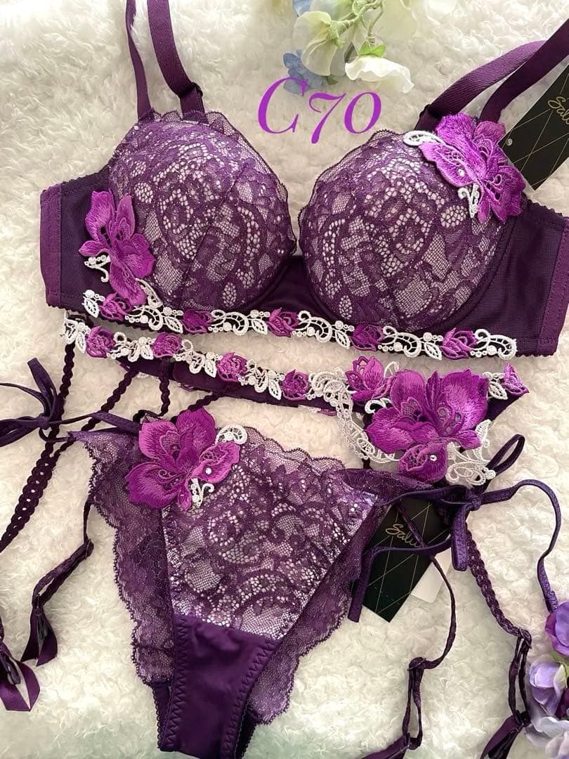 サルート C70/M 3点セット 95G VI ワコール サルート 32グループ メロンカラー ブラジャー＆ショーツ