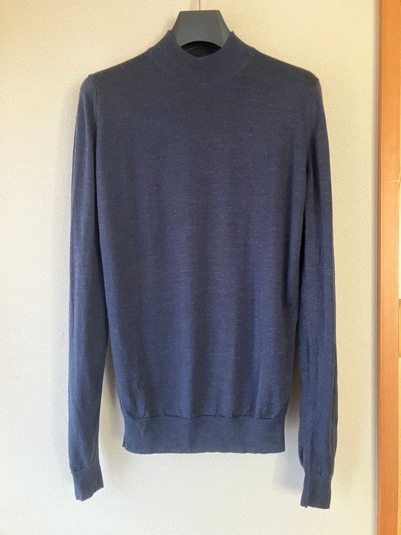 JOHN SMEDLEY メリノウール 30G モックネックニット ネイビー S JOHN SMEDLEY（ジョンスメドレー） モックネック ニット HARCOURT